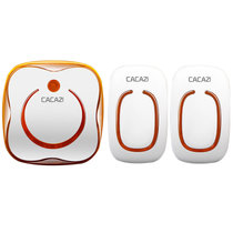 CACAZI卡佳斯 无线门铃 9809B 二拖一 不用电源 直流用电池 遥控 电子家用 呼叫器 便携带 老人呼叫器(桔色)