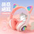 无线蓝牙5.0耳机头戴式可爱发光猫耳朵一体式华为苹果安卓通用猫耳耳机(粉色)第2张高清大图