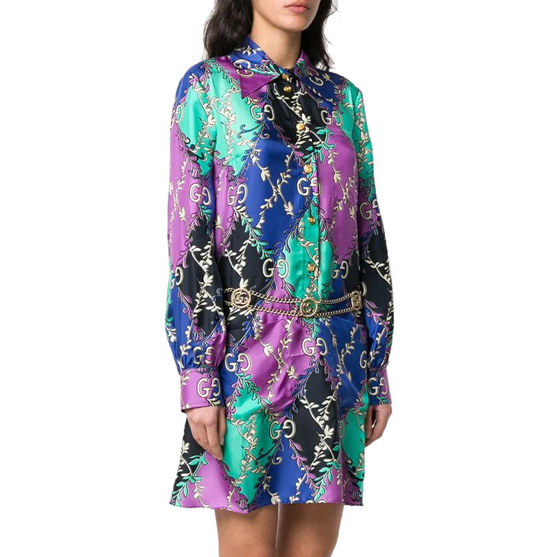 gucci女士紫色丝质连衣裙609748zadfn512540紫时尚百搭