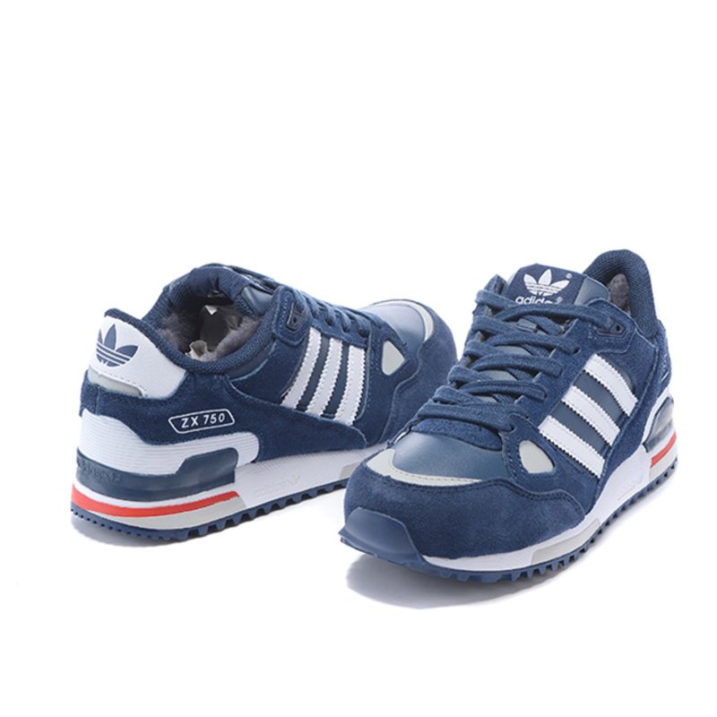 adidas阿迪达斯zx750男鞋2015冬季新款跑步鞋男子休闲运动鞋毛深蓝白