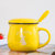 早餐杯大容量燕麦片马克杯陶瓷家用水杯带勺大肚杯子可爱(咖啡色大号早餐杯-配瓷盖专属勺(图案)第3张高清大图