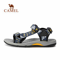 Camel/骆驼户外情侣款沙滩鞋 男女防滑魔术贴舒适凉鞋 A72162609/A722162257(灰蓝 40)