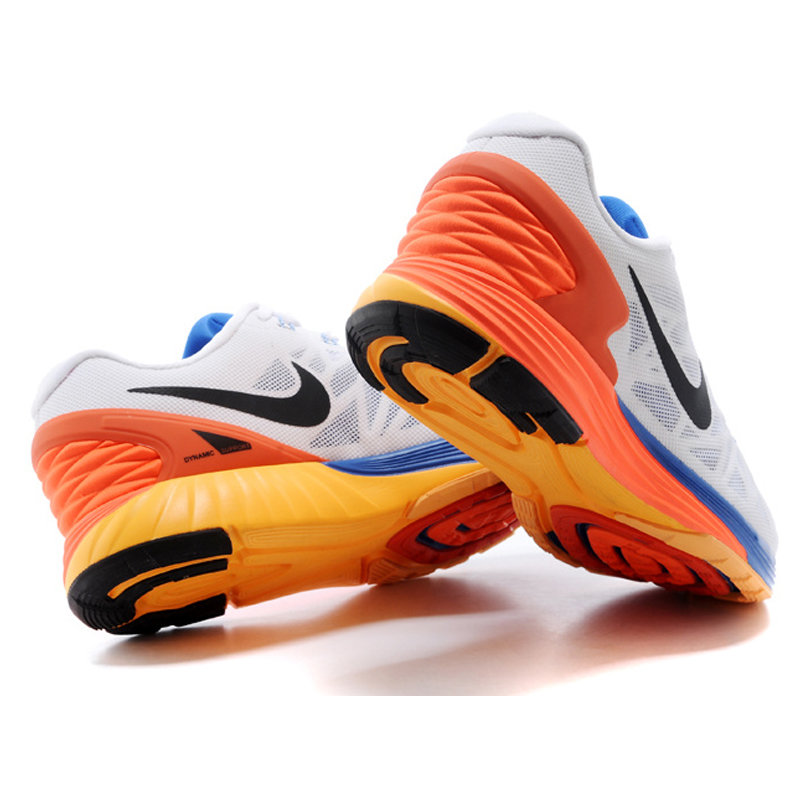 耐克/nike lunarglide登月6代 跑步鞋男鞋运动鞋(白宝兰桔红 44)