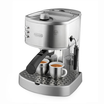 德龙（DeLonghi）EC330S 意式不锈钢家用半自动咖啡机办公室