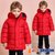 JELISPOON吉哩熊韩国童装冬季新款男童女童连帽保暖长款厚外套(150 红色)第4张高清大图