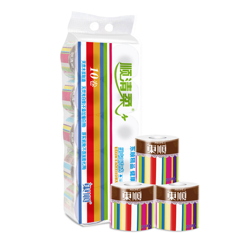 顺清柔有芯卷纸200g10彩虹4层
