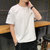 夏季男士ins纯棉圆领短袖T恤加肥加大潮牌学生胖子韩版五分袖衣服(白色 XXXL)第5张高清大图