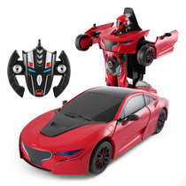 星辉车模rastarRS战警一键遥控变形汽车机器人发光发声车男孩儿童玩具遥控车(红色)