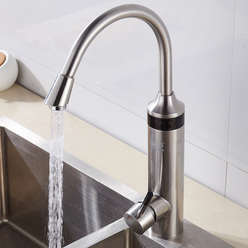 飞羽fy-6e-2不锈钢即热式电热水龙头带温度显示过水热快速热厨卫电