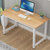钢木电脑桌台式家用简易书桌现代简约办公桌笔记本桌子(加固款浅胡桃+白架)第2张高清大图