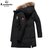 新款加拿大风格冬季中长款男保暖羽绒外套18012(黑色 M/170)第4张高清大图
