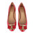 Salvatore Ferragamo女士红色漆皮蝴蝶结平底鞋 05910747.5红 时尚百搭第3张高清大图