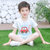 夏季新款儿童韩版短袖套装中小童棉质T恤五分裤(130码 红色汽车)第2张高清大图