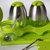 克芮思托 玻璃调味罐五件套 不锈钢玻璃调味瓶创意厨房油壶醋瓶套装(绿色 调料罐3个 油壶2个底座1个)第5张高清大图