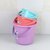 加厚彩色塑料小号提水桶带盖收纳桶储水儿童玩具桶保鲜桶小桶(5.5L粉色)第5张高清大图