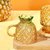 青苹果【国美真选】玻璃杯水杯套装家用茶杯茶具菠萝杯子  菠萝杯耐热黄 四件套第4张高清大图