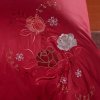 布可以家纺贡缎绣花被套 单件纯棉双人被罩全棉床品特价新品(红色 2.0米)