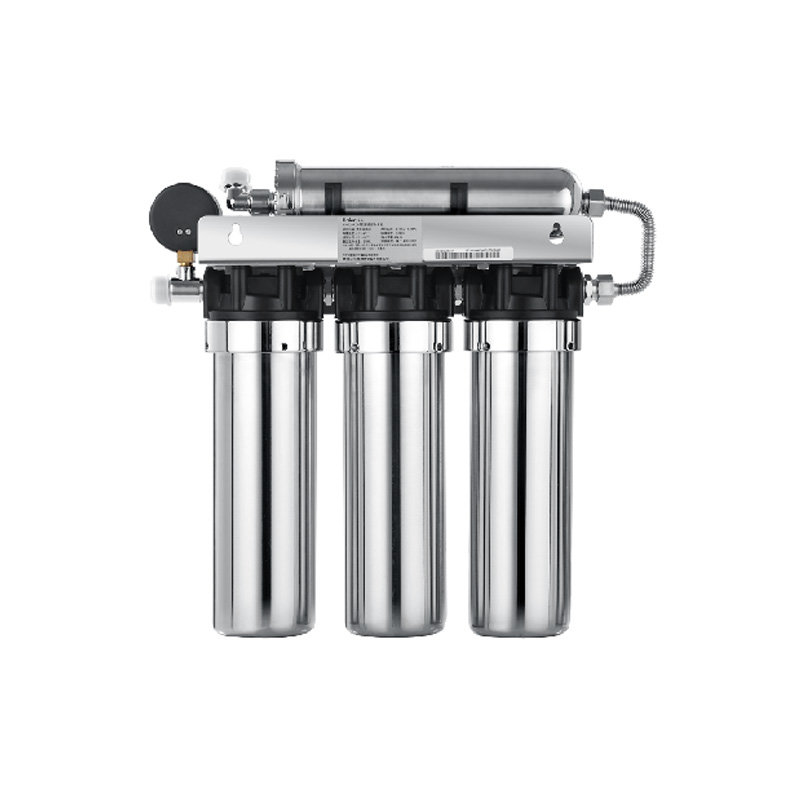 海尔haierhu6024a家用净水器超滤机4级超滤不锈钢外壳设计带压力表