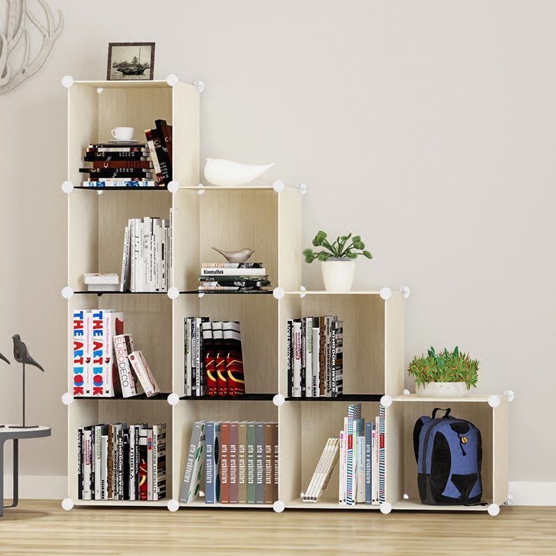 豫见美农 玲珑格格简易组装书架简约现代单个置物柜自由组合经济型