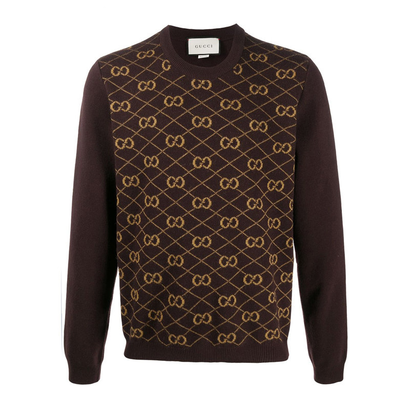 gucci男士棕色羊毛毛衣626288xkbfb2100s码棕色时尚百搭