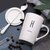 创意个性陶瓷马克杯带盖勺咖啡杯家用情侣喝水杯子男生办公室茶杯(墨绿金-C)第4张高清大图
