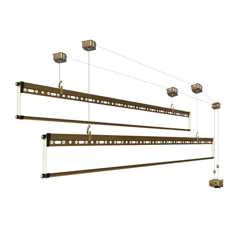 全国免费安装升降手摇四杆晾衣架手摇式晾衣杆双杆式自动手动室内阳台