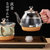 卡屋 养生壶 迷你煮茶器 蒸汽喷淋式煮茶壶套装 玻璃电茶壶 保温恒温小茶盘HZJ-A20(金色)第5张高清大图