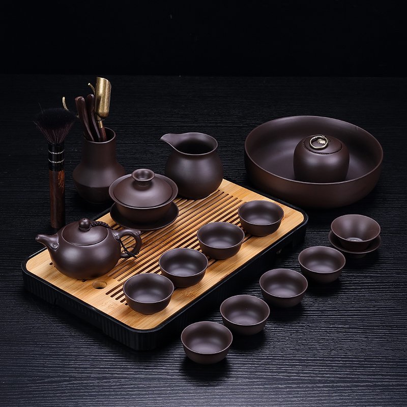 原矿紫砂功夫茶具套装高档家用泡茶壶茶杯简约办公会客整套西施壶紫砂