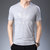 LIDEN AMANI 阿玛尼男士短袖T恤衫棉质V领中青年商务休闲时尚上衣体恤(浅灰色 170/L)第3张高清大图
