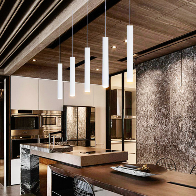 明装射灯吊线筒灯吧台前台火锅店餐厅吊灯长条工业风圆柱形长筒灯单头