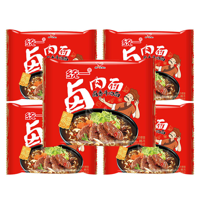 统一qxty方便面卤肉面五连包国美超市甄选