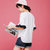 七格格2017夏装新款个性撞色拼接宽松圆领百褶五分袖T恤女M198(白色 XL)第4张高清大图