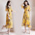 2018夏季新款时尚气质显瘦夏装长款裙子连衣裙(黄色 M)第2张高清大图
