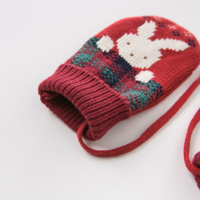 davebella戴维贝拉男女童秋冬季新款手套宝宝针织手套DBZ8397-2(ONE 圣诞红)