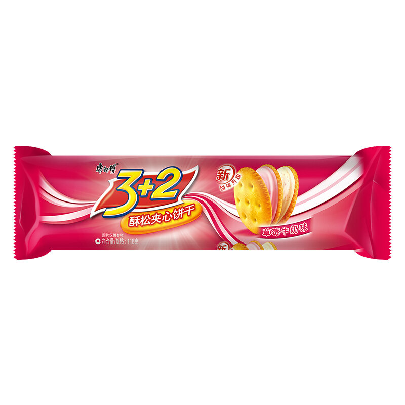 康师傅32酥松夹心饼干草莓牛奶味118g国美超市甄选