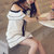 韩依诺2017新款女装连衣裙潮韩版学生直筒裙子夏季小个子性感一字肩挂脖连衣裙x8s906(白色 XL)第5张高清大图