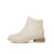 森达2021冬季新款商场同款简约时尚粗跟舒适休闲女短皮靴4AJ01DD1(米白 36)第2张高清大图