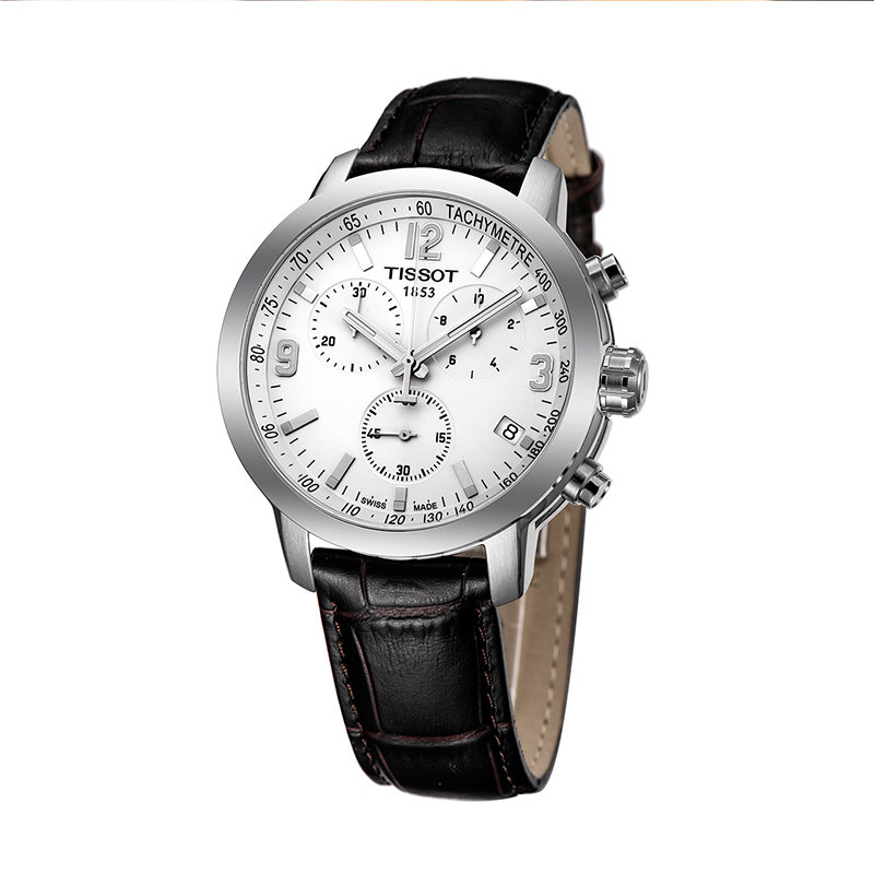 天梭tissot prc200 运动三眼男士石英腕表 t055.417.16.017.01