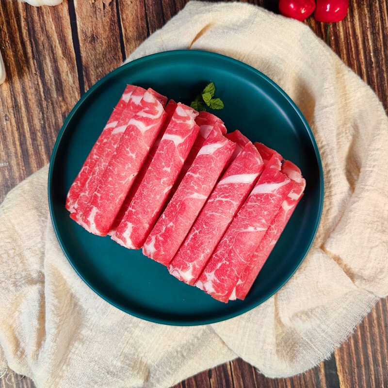 牛士客国产安格斯原切雪花肥牛卷400g袋谷饲300天牛肉卷国产牛肉原切