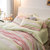 现代简约北欧风条纹纯棉单人双人被套床单床笠枕袋1.2m1.5m1.8m床上用品套件(粉色 床笠款套件)第4张高清大图