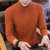 卡郎琪 男士新款秋冬季半高领保暖修身纯色毛衣 韩版针织衫潮流青年中领线衣黑色修身打底衫QCC126-1-827(橘红色 XXXL)第4张高清大图