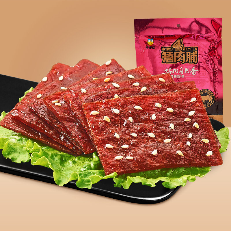 来伊份芝麻猪肉脯肉干200g休闲小吃