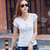阿美氏女装棉质T恤衫女士小衫上衣 夏季短袖纯色修身韩版 SKM5/007(白色 S)第3张高清大图