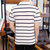 2022新款男士青年条纹Polo衫短袖t恤夏季上衣服潮流翻领半袖体恤  DQC1129(DQC1129白色 4XL)第5张高清大图