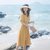 2021夏季新款女装流行裙子修身显瘦轻熟风气质洋气法式小众连衣裙(黄色 XS)第2张高清大图