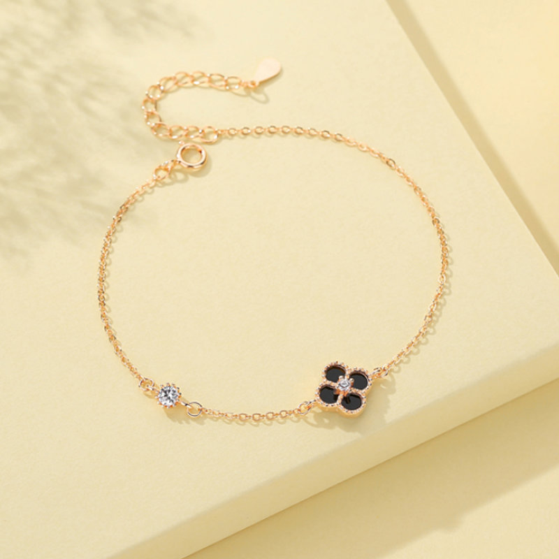 翠惟斋幸运草s925银时尚四叶草项链手链套装c