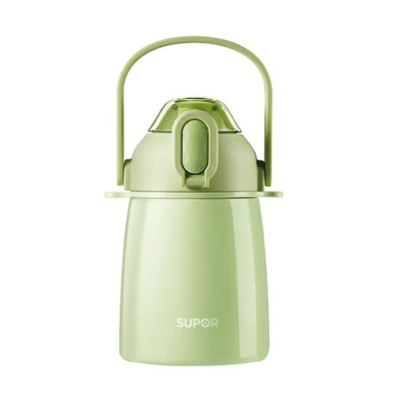 ml一杯双饮一键开合真空保温水杯保温壶大容量保温杯户外杯(牛油果绿)