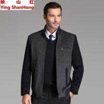 冬季中年男士羊毛夹克衫 短款立领毛呢外套 加厚保暖爸爸装NJR8501(灰色 175)