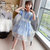 CaldiceKris（中国CK）网纱蓝色连衣裙两件套CK-FS3619(蓝色 110)第6张高清大图
