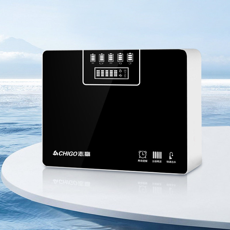 志高chigo厨房家用直饮净水机ro反渗透双出水纯水机过滤器5级过滤黑色
